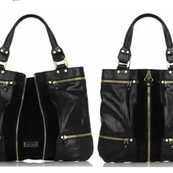 Jimmy Choo Black and Gold Leather Tote - Picture 7 of 8